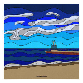 Lago Michigan - Impressão Fotográfica 24"x24"