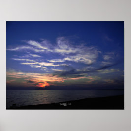 Lago Michigan Poster Blue e Orange Sunset