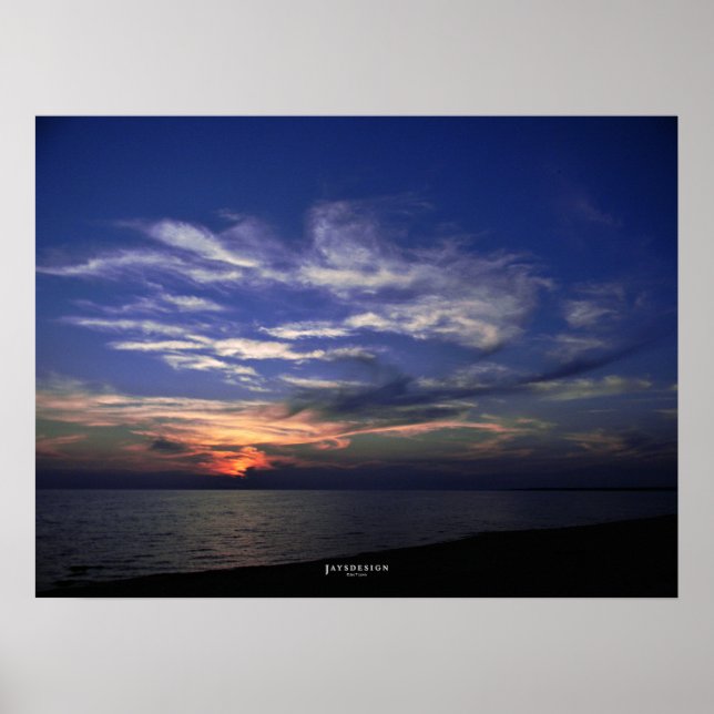 Lago Michigan Poster Blue e Orange Sunset (Frente)