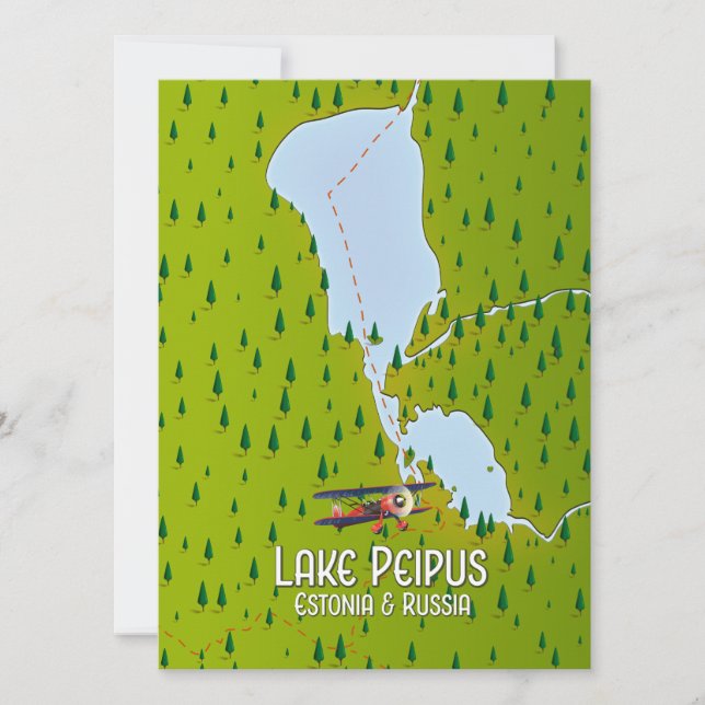 Lago Peipus mapa do lago Estônia e Rússia (Frente)