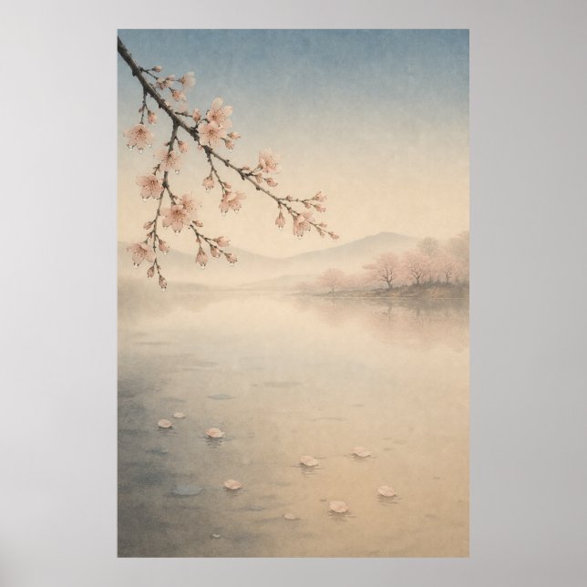 Lago Sakura Japonês Poster de Arte de Parede Japan (Frente)