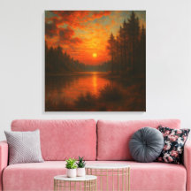 Lago Sunset - Arte de Muro Tranquila, Decoração do