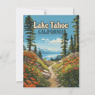 Lago Tahoe California Nevada - Cartão Retro Viagem