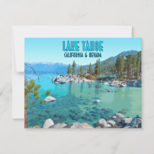 Lago Tahoe California Nevada Vintage Flat Card
