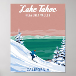 Lago Tahoe Ski Viagem resort poster de vintage