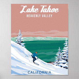 Lago Tahoe Ski Viagem resort poster de vintage