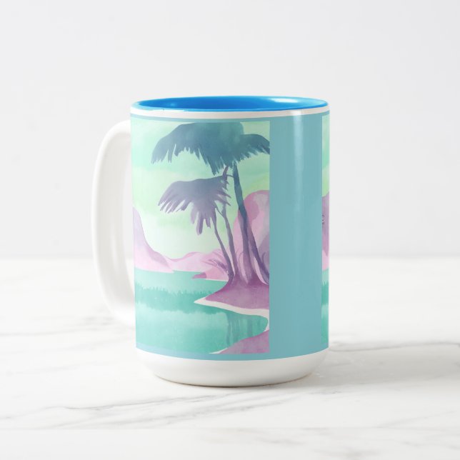 Lagoa isolada na caneca de café de dois tons paste (Frente Esquerda)
