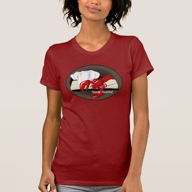 Lagosta Chef Modelo Ladies Red T-shirt (Frente)