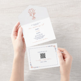 Lagosta Rustic Beach Casamento Red & Blue RSVP