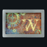 Lágrimas personalizadas de varejo enferrujado<br><div class="desc">Rodas e engrenagens Steampunk enferrujadas contra um fundo azul vibrante verdíris enferrujado. Personalize-o com o seu primeiro ou dê como presente.</div>