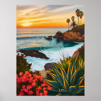 Laguna Beach, California Abstrato Art Poster