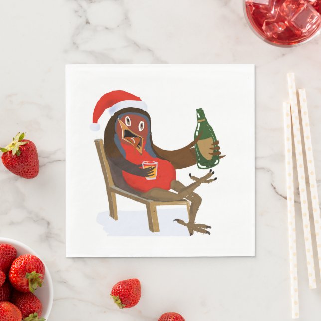 Laid Back Christmas Robin em guardanapo de papel (Insitu)