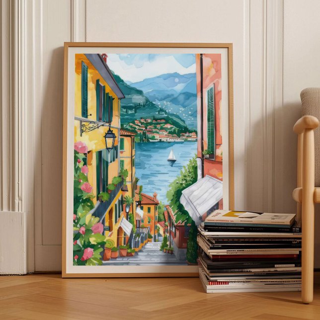 Lake Como Print Lake Como Poster Como Illustration (Criador carregado)