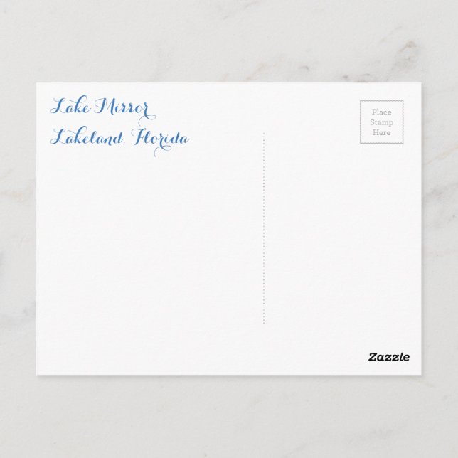 Lake Mirror - Lakeland, cartão postal da Flórida (Verso)