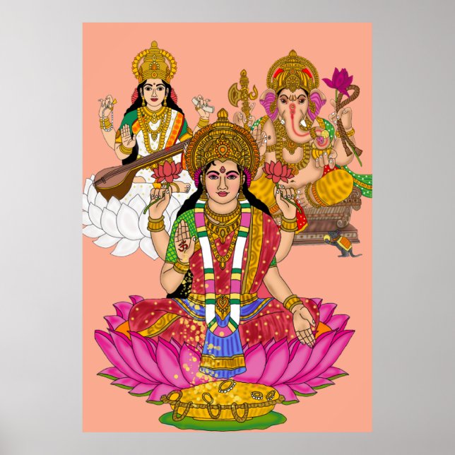Lakshmi Saraswati Ganesha Poster (Frente)