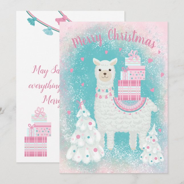 Lama Bonito com presentes de Natal (Frente/Verso)