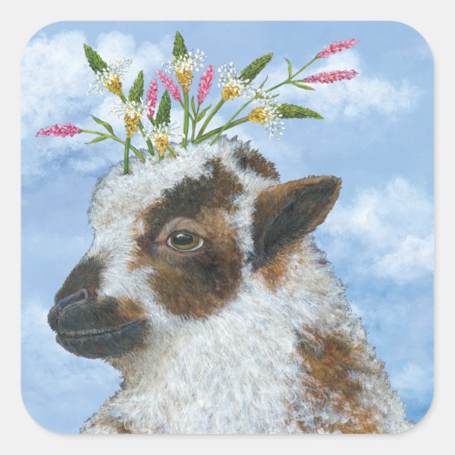 Lamb com autocolantes de flores silvestres (Frente)