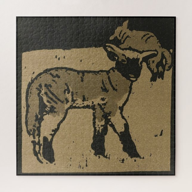 Lamb - Imagem de Animais Quadrados Quebra-cabeça d (Horizontal)