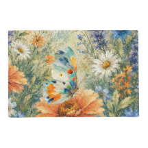 Laminado Borboleta Entre Flores Silvestres