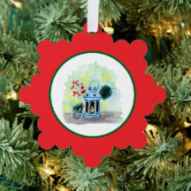 Lâmpada azul de Natal com vela