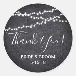 Lâmpada de corda na etiqueta de favor do quadro