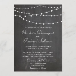Lâmpadas de cordas no convite de casamento