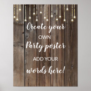 Lâmpadas de madeira Modelo Faça seu próprio Poster