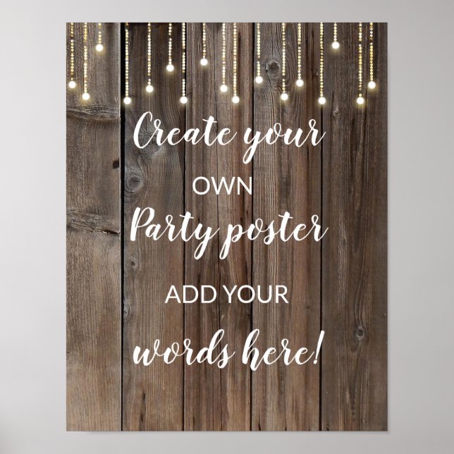 Lâmpadas de madeira Modelo Faça seu próprio Poster (Frente)