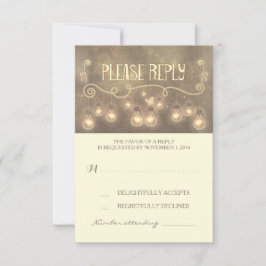 lâmpadas sonoras com cartão RSVP de casamento