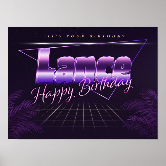 Lance Name Vorname lila retro Poster Geburtstag (Frente)