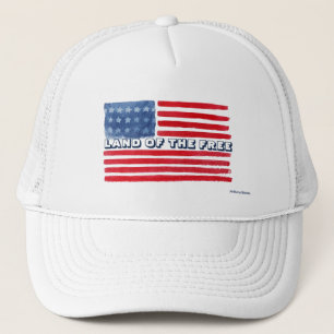 Land of the Free Trucker Hat - EUA Flag Boné