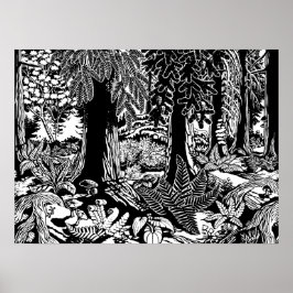 Landscape Art Poster B & W Forest Art Impressão de