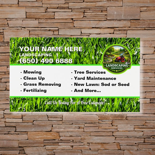 Landscaping Lawn Care Mower Business Card Grass (Criador carregado)