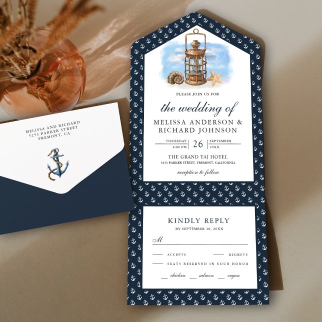 Lanterna Náutica Rústica Casamento Azul Marinho (Criador carregado)