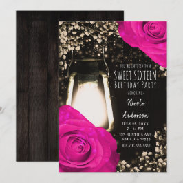 Lanterna Rustic Glow e Convite de Casamento Rosa F