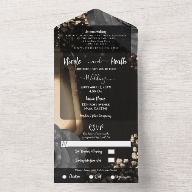 Lanterna Rústica e Rosas Cinza Prata Casamento (Interno)