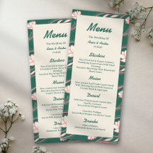 Lanternas de Lótus Verde Rosa Menu de Casamento In