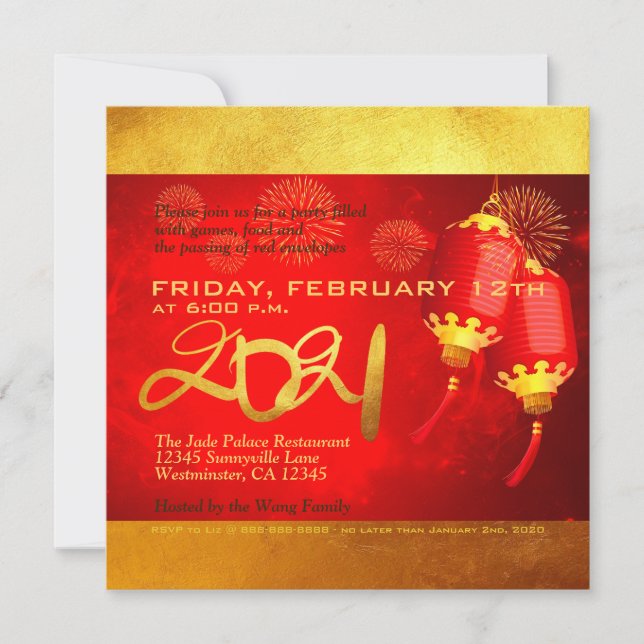 Lanternas Douradas Vermelhas Cortado de papel 2021 (Frente)