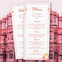 Lanternas Rosa Lotus Casamento Indiano Menu Pêsseg