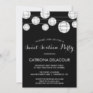 LANTERNS PRETOS E BRANCOS DOCE SEIS CONVITE