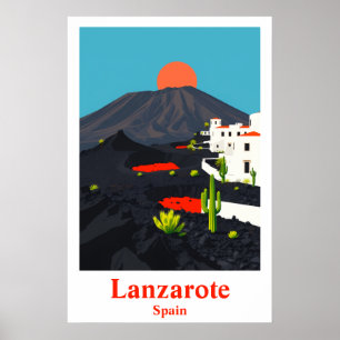 Lanzarote Espanha Impressão de Arte de Viagem Vint