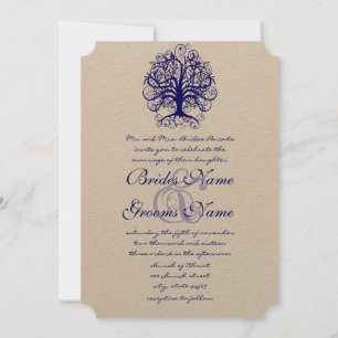 Lapis Blue Romantic Tree Wedtions Convites