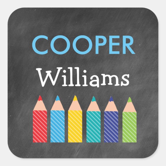 Lápis coloridos de volta aos adesivos escolares (Frente)