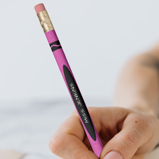 Lápis Professor de Crayon Rosa (Pink Crayon Teacher Pencil)