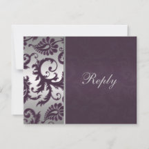 Lapis Roxo e Prata Damask Cartão de Resposta II