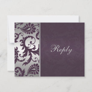 Lapis Roxo e Prata Damask Cartão de Resposta II