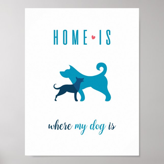 Lar é onde meu cachorro é Poster Wall Art (Frente)