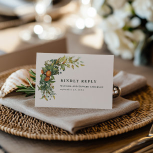 Laranja Água-forte Botânico Casamento RSVP