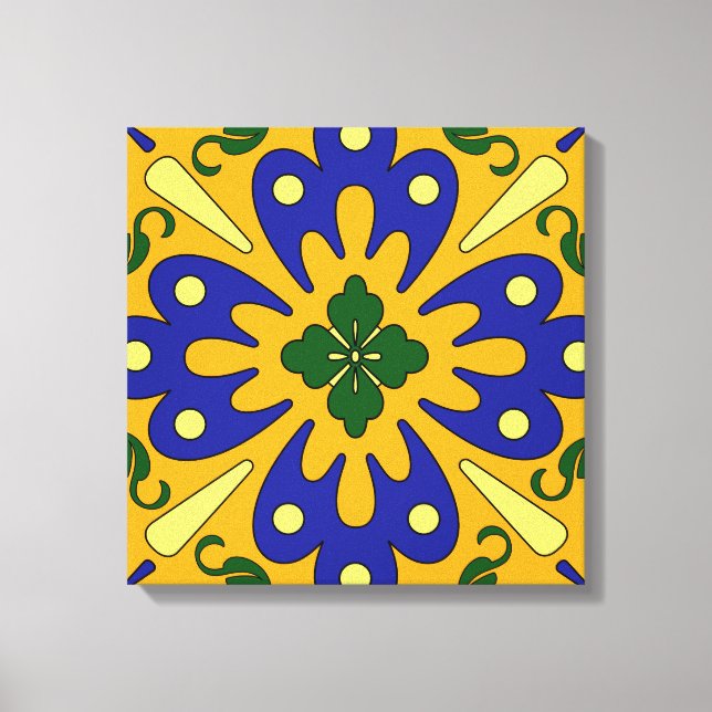 Laranja Azul Amarelo Azulejo Arte de Parede Canvas (Frente)