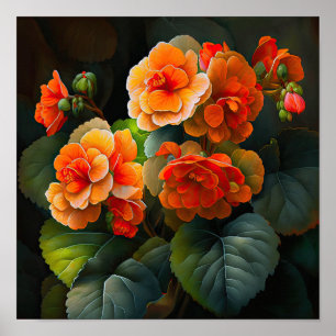 Laranja Begonias Flores Impressão